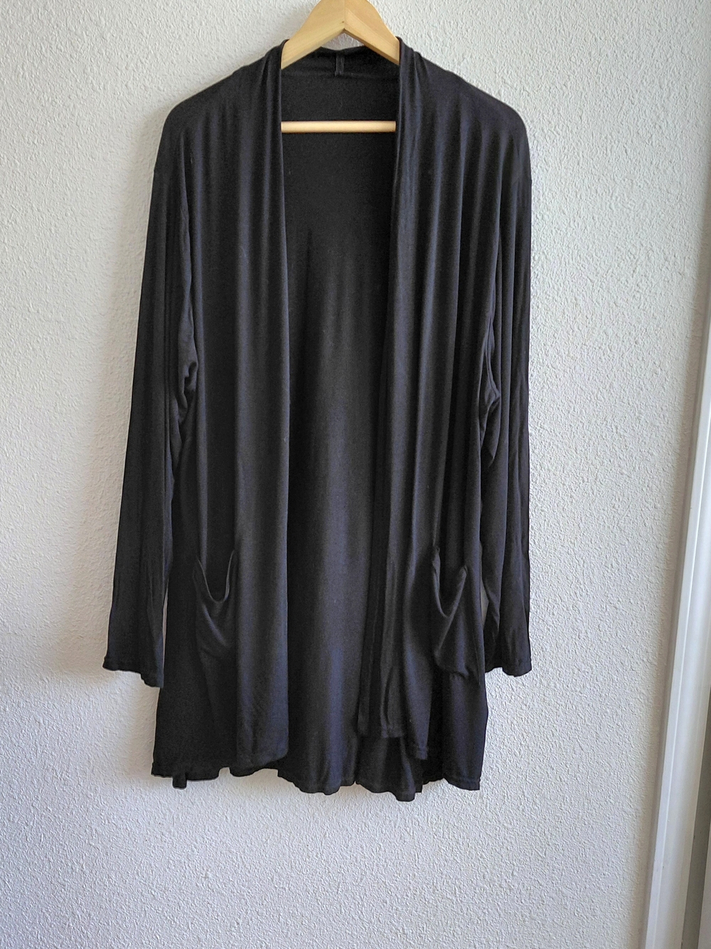 Womens Black Open Front Thin Knit Streatchable Relaxed Casual Cardigan Size XL